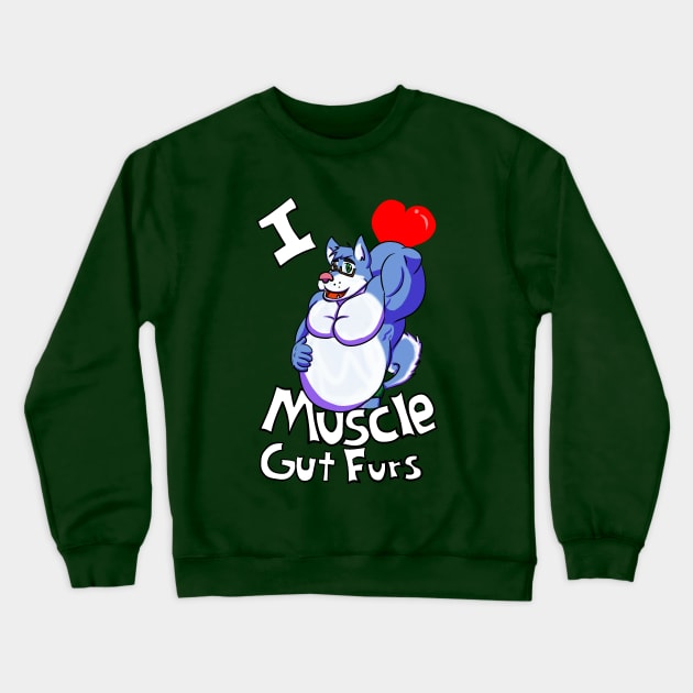 I Heart Muscle Gut Furs Crewneck Sweatshirt by CaseyLJones